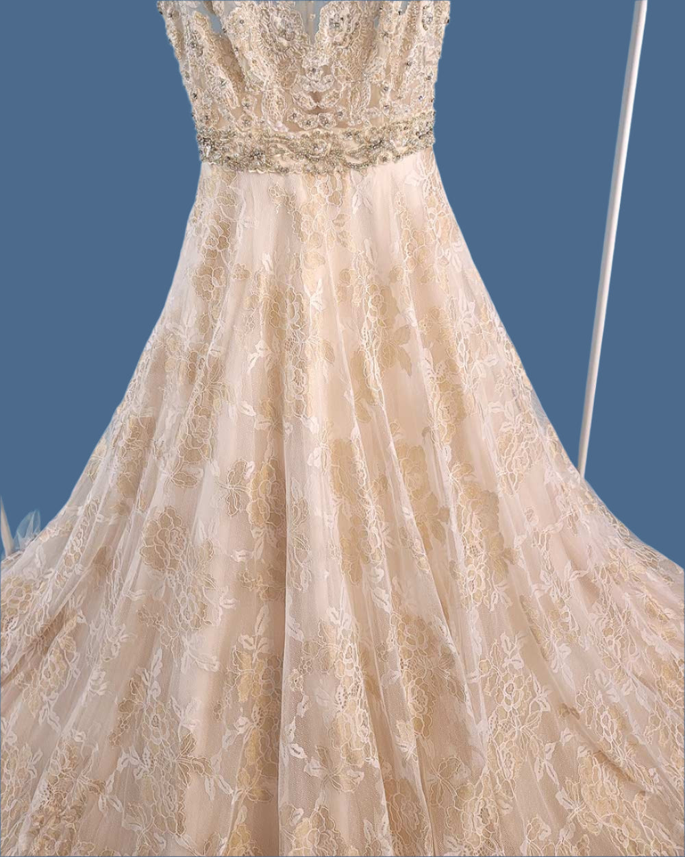 Jasmine Couture Gold Lace Illusion Wedding Dress Size 10
