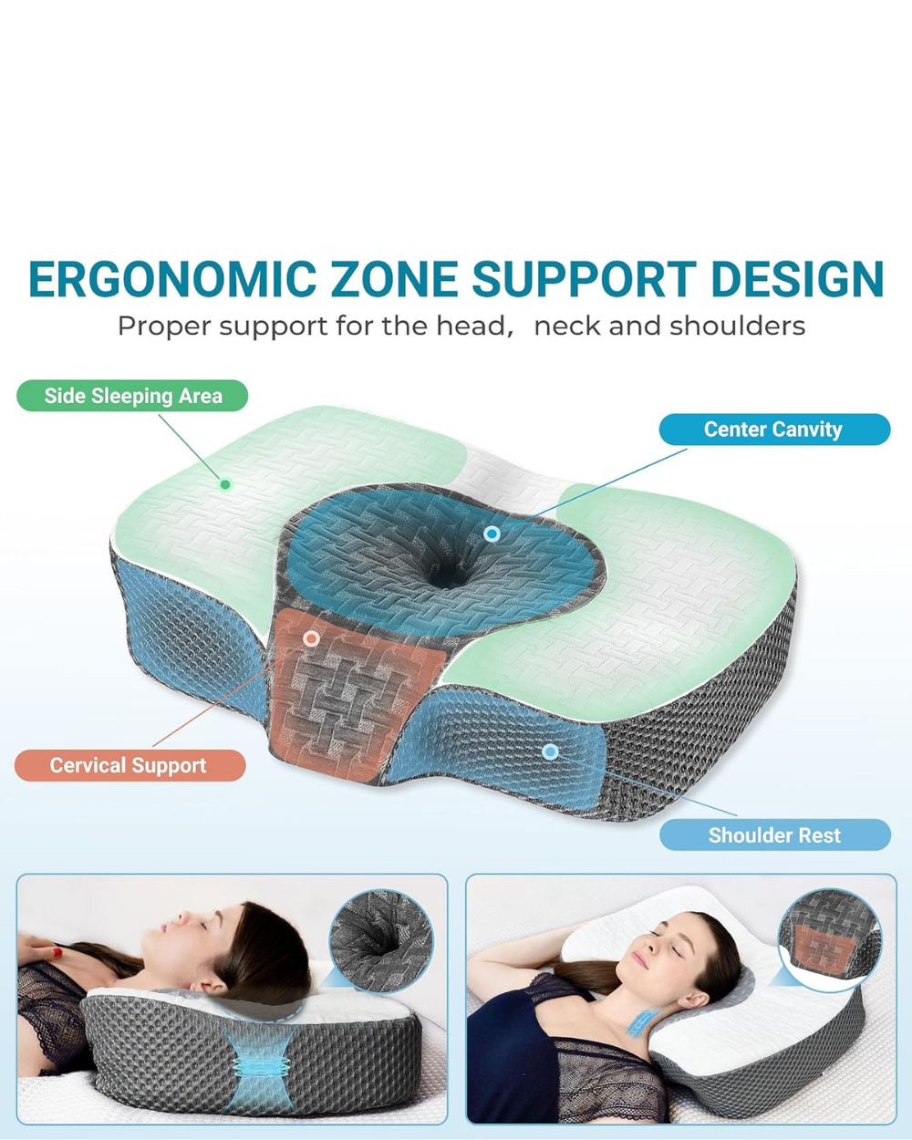 Elviros Cervical Memory Foam Neck Pillow