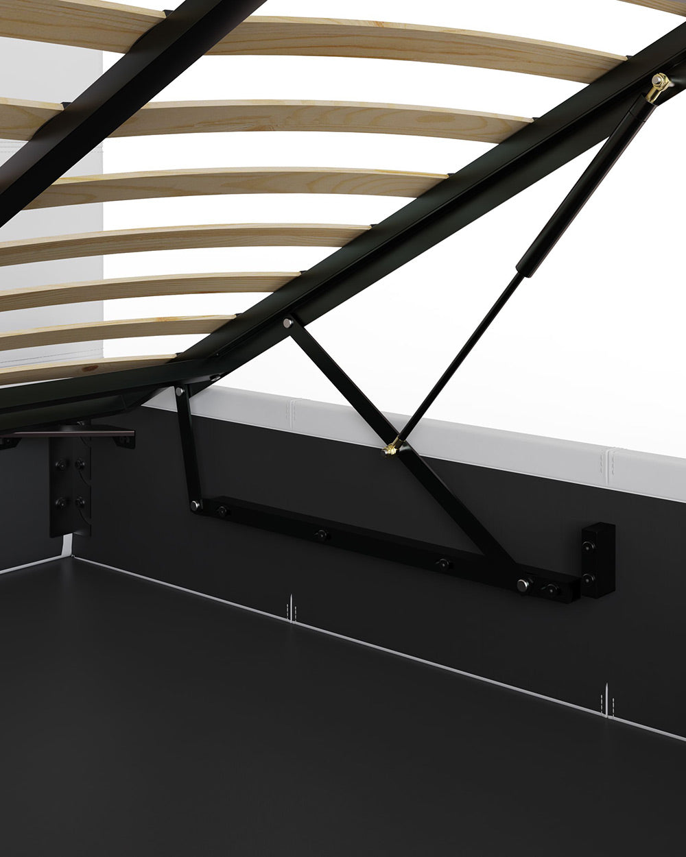 close up of the bed frames mechanical lift