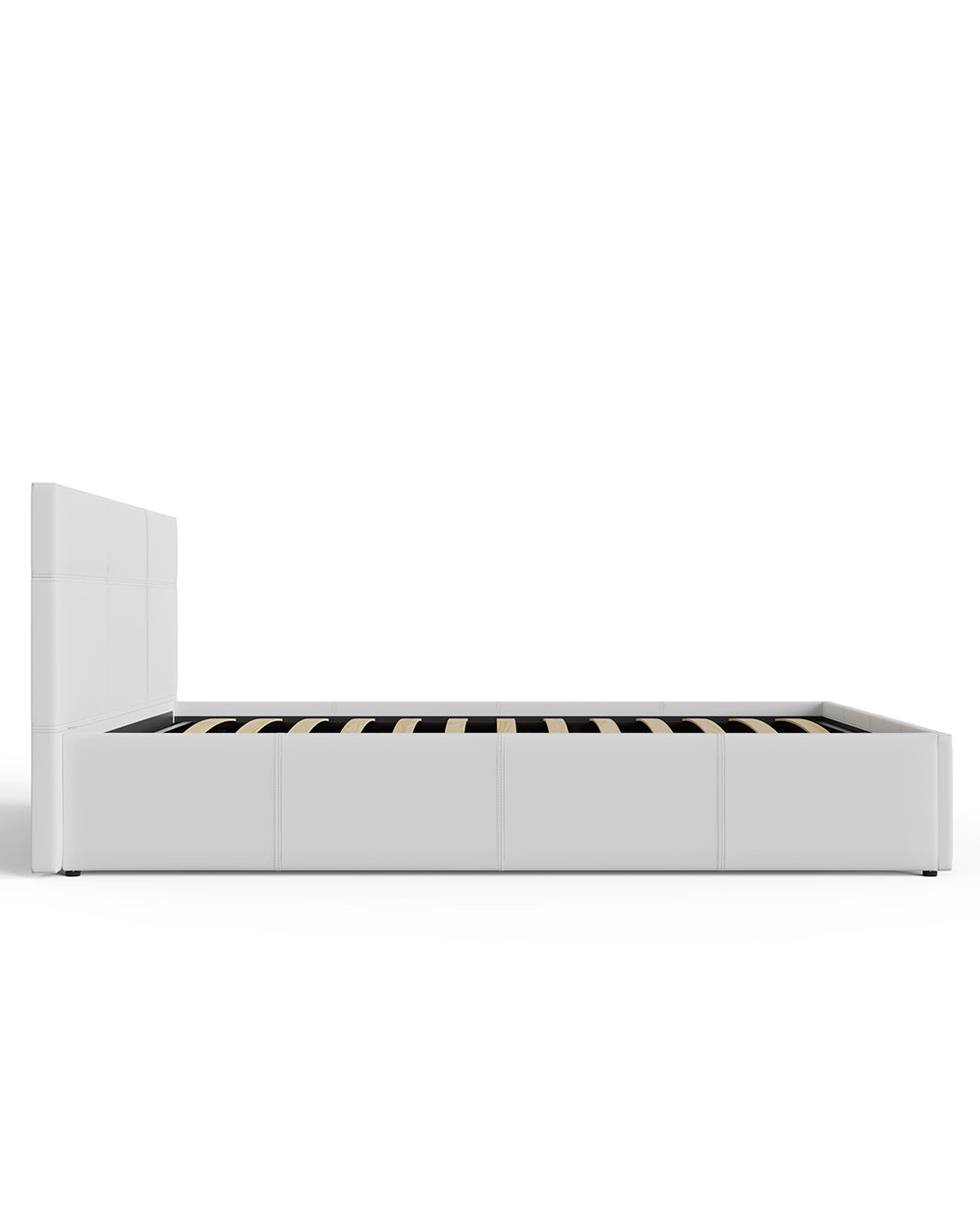 side view of the end lift ottoman bed on a white backgrounf