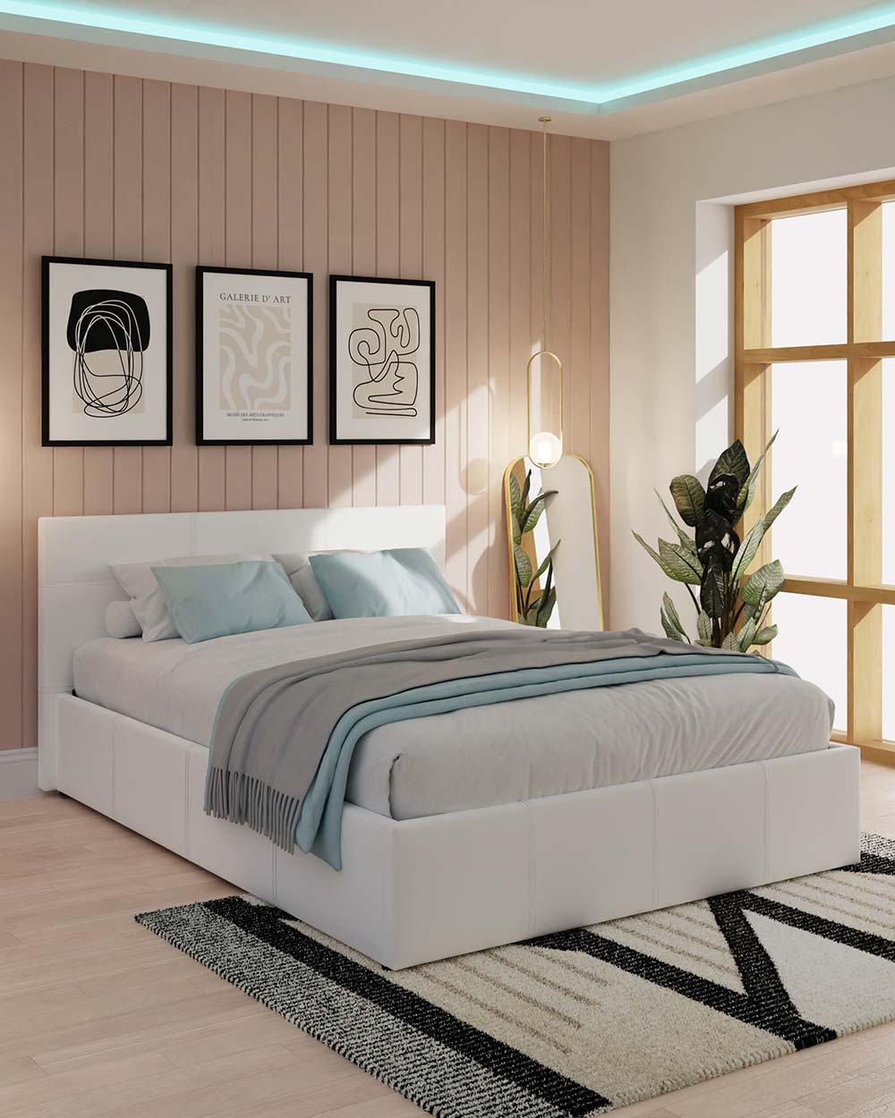 end lift ottoman double bed lifestyle image in bedroom