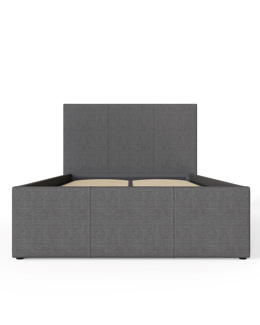 hopsack upholstered bed frame single bed end lift ottoman on a white background