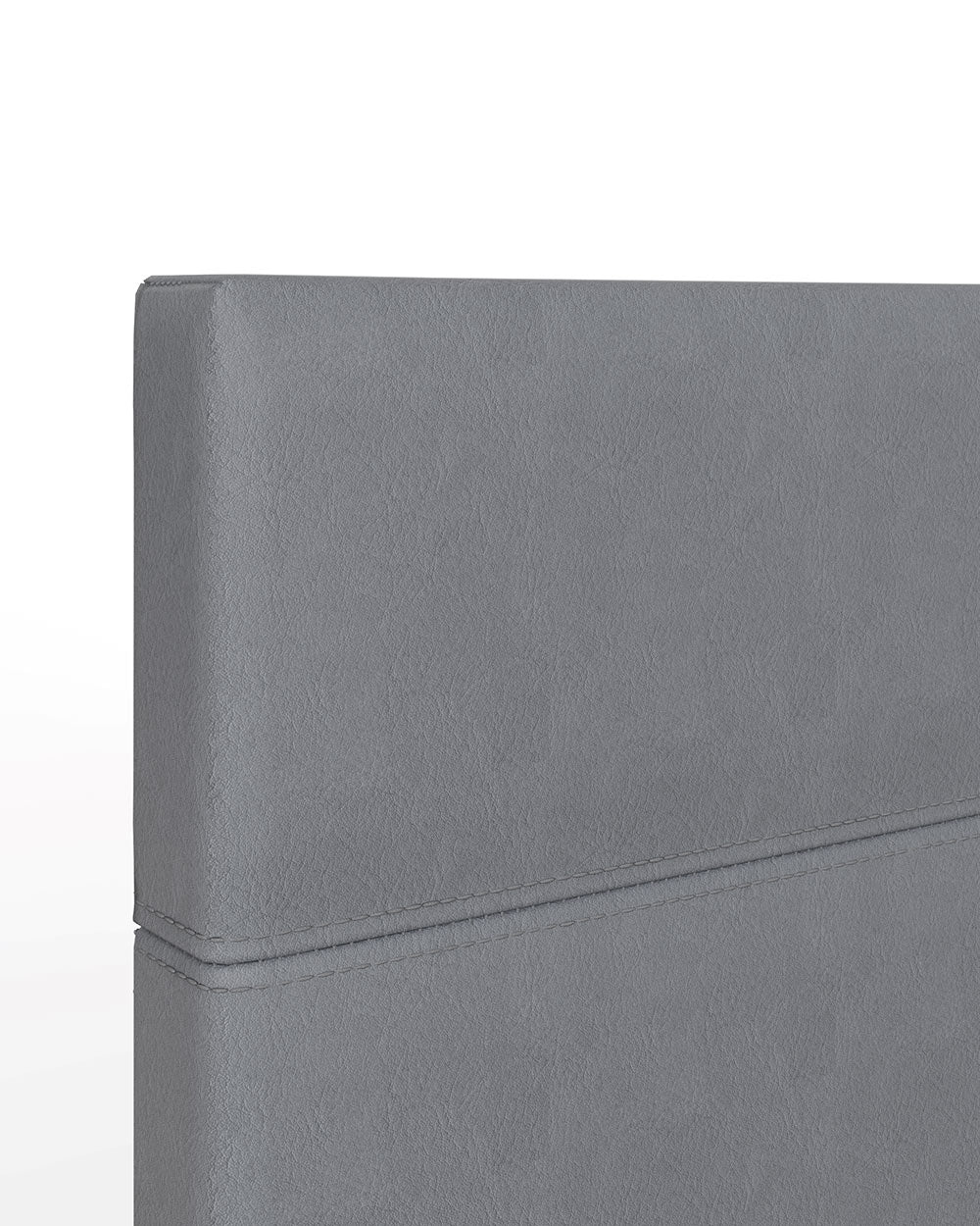 close up of the faux leather stitching