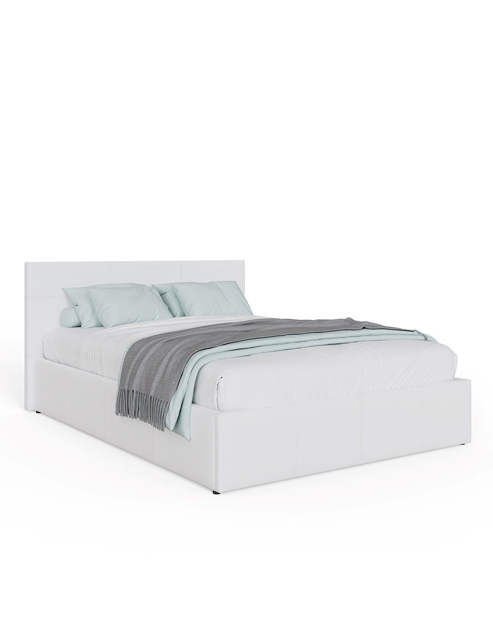 small double bed frame made up on a white cut out background