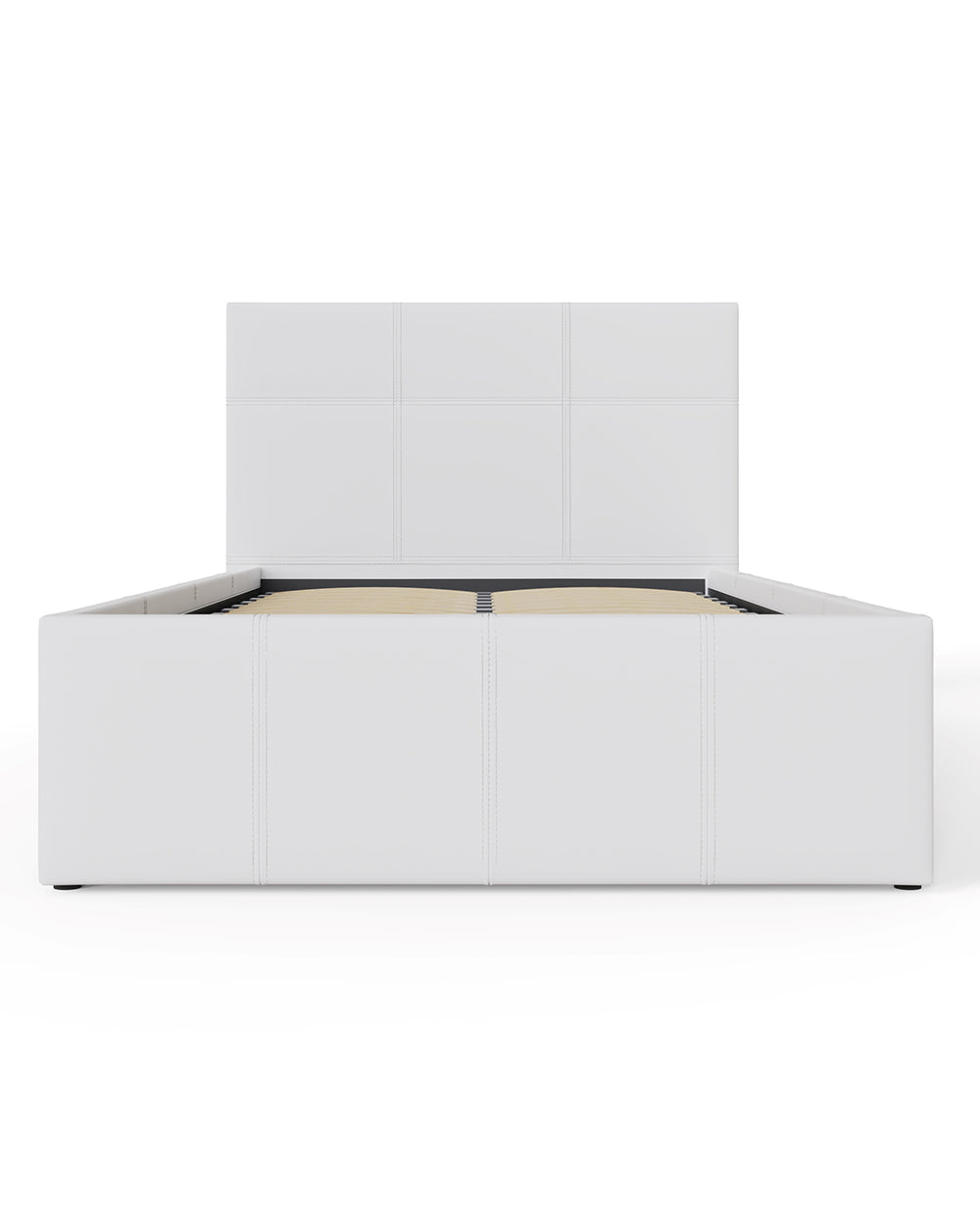 End Lift Ottoman Single Bed White Faux Leather 90cm