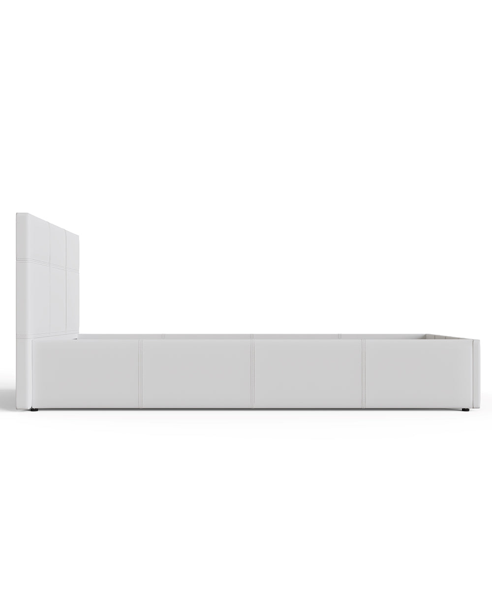 End Lift Ottoman Single Bed White Faux Leather 90cm
