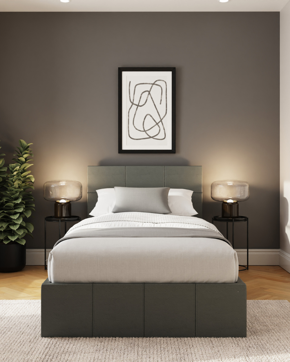 End Lift Ottoman Single Bed Grey Faux Leather 90cm