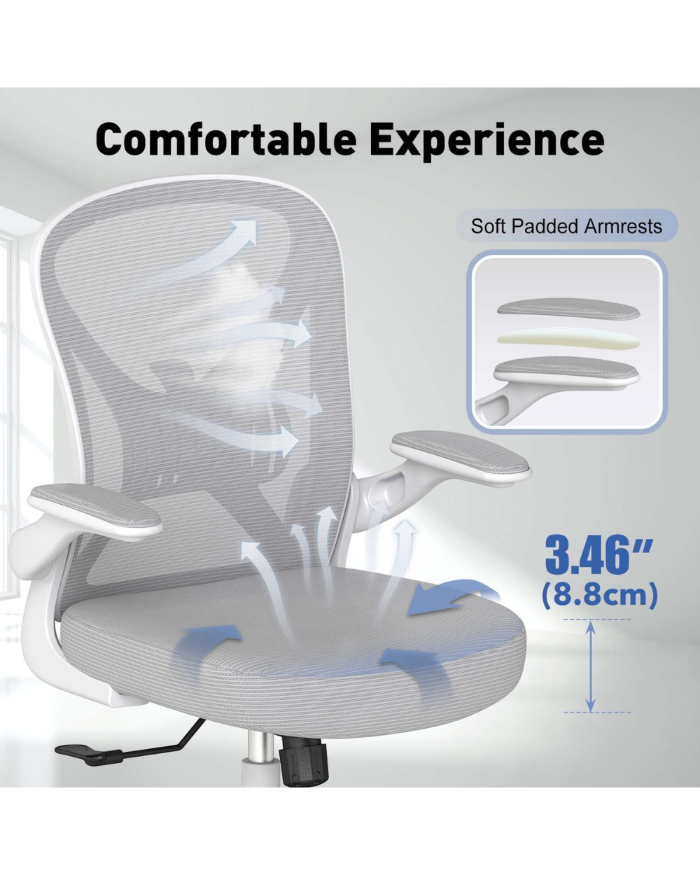 Ergonomic Mesh Office Chair Adjustable Lumbar Support Grey