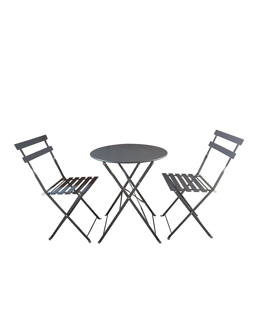 2 Seater Metal Bistro Set Folding Modern Grey