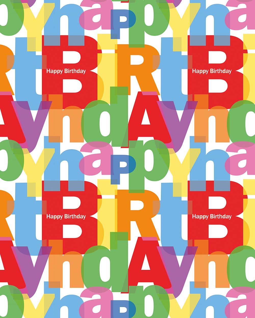 Happy birthday wrapping paper set with tags, colourful for any gender. Plastic free and recyclable close up of the print