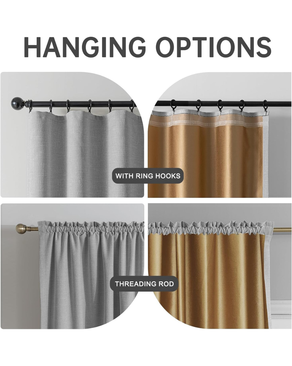 Hugmoom Blackout Curtains 2 Panels Anthracite Grey