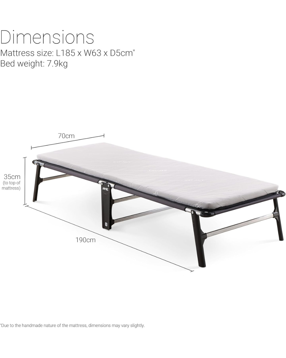 JAY-BE CE70 Compact Folding Bed with Comfort Mattress Single