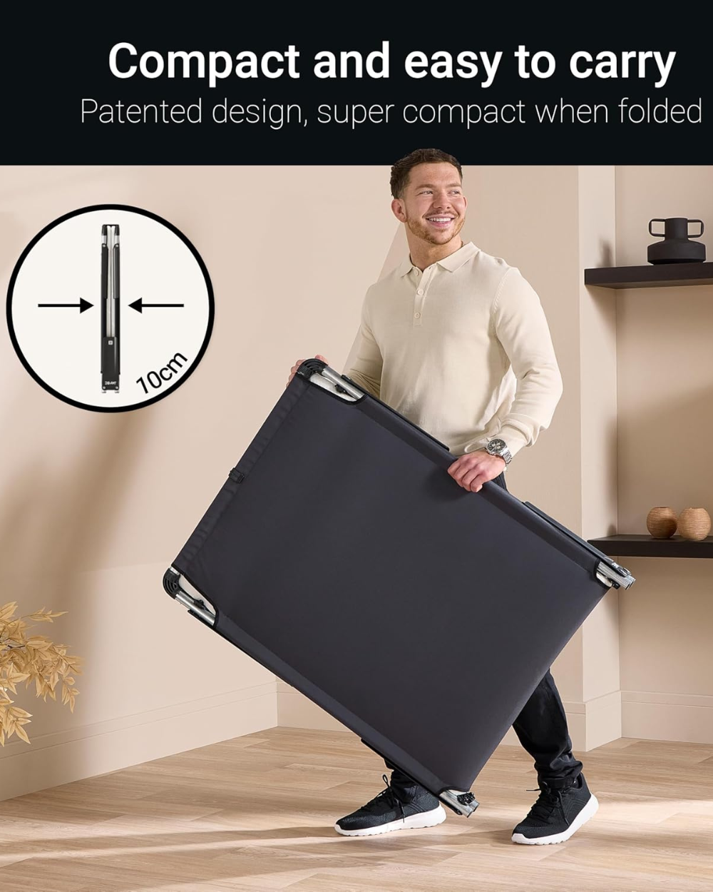 JAY-BE CE70 Compact Folding Bed with Comfort Mattress Single