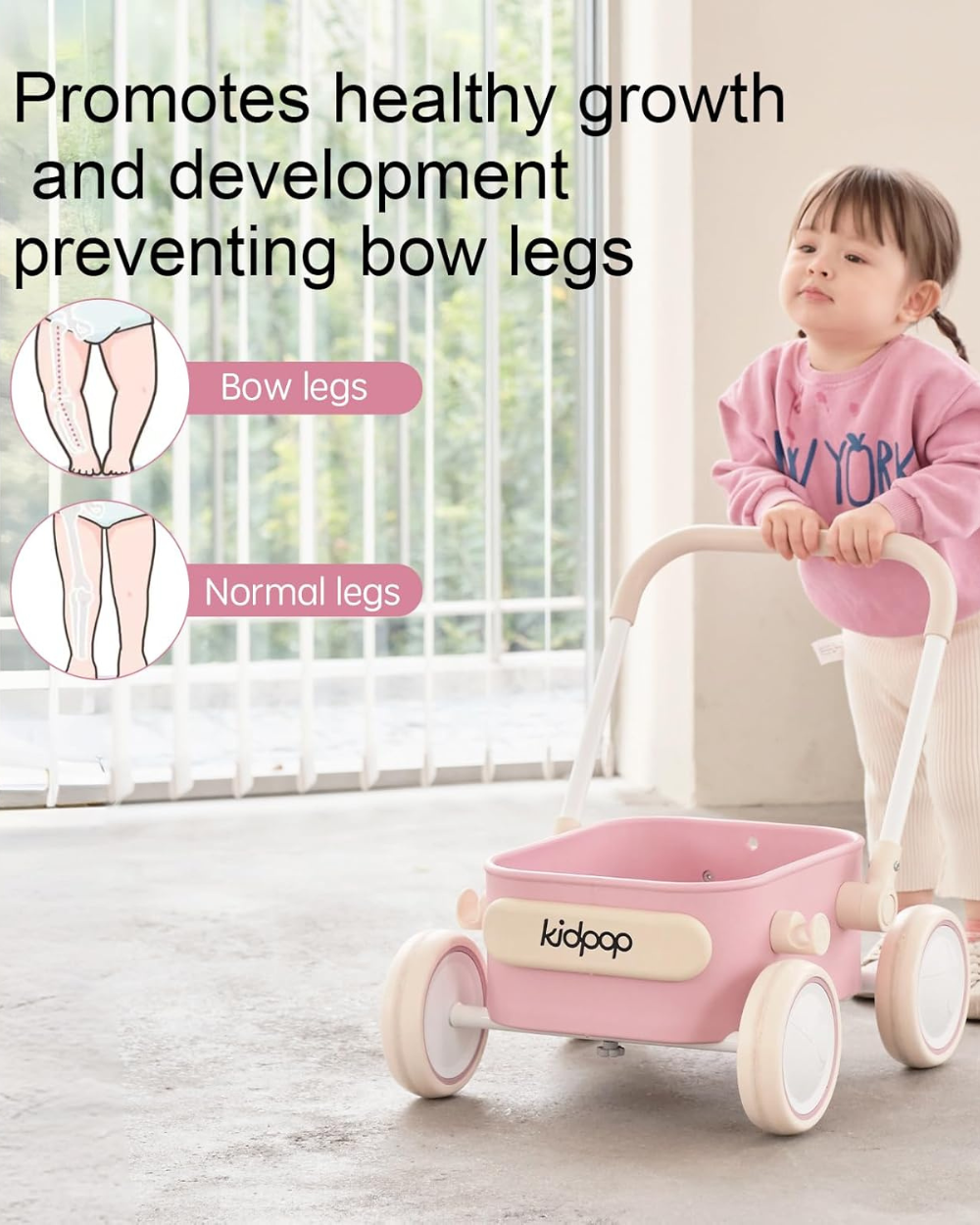Kidpop PULA Push & Pull Baby Walker Wagon Pink