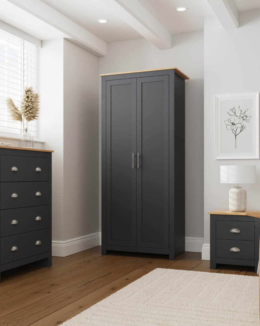 Lancaster 3 Piece Bedroom Furniture Set Slate Blue