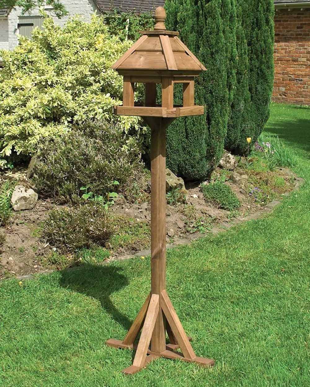 Lechlade Wooden Bird Table Garden Premium Rowlinson