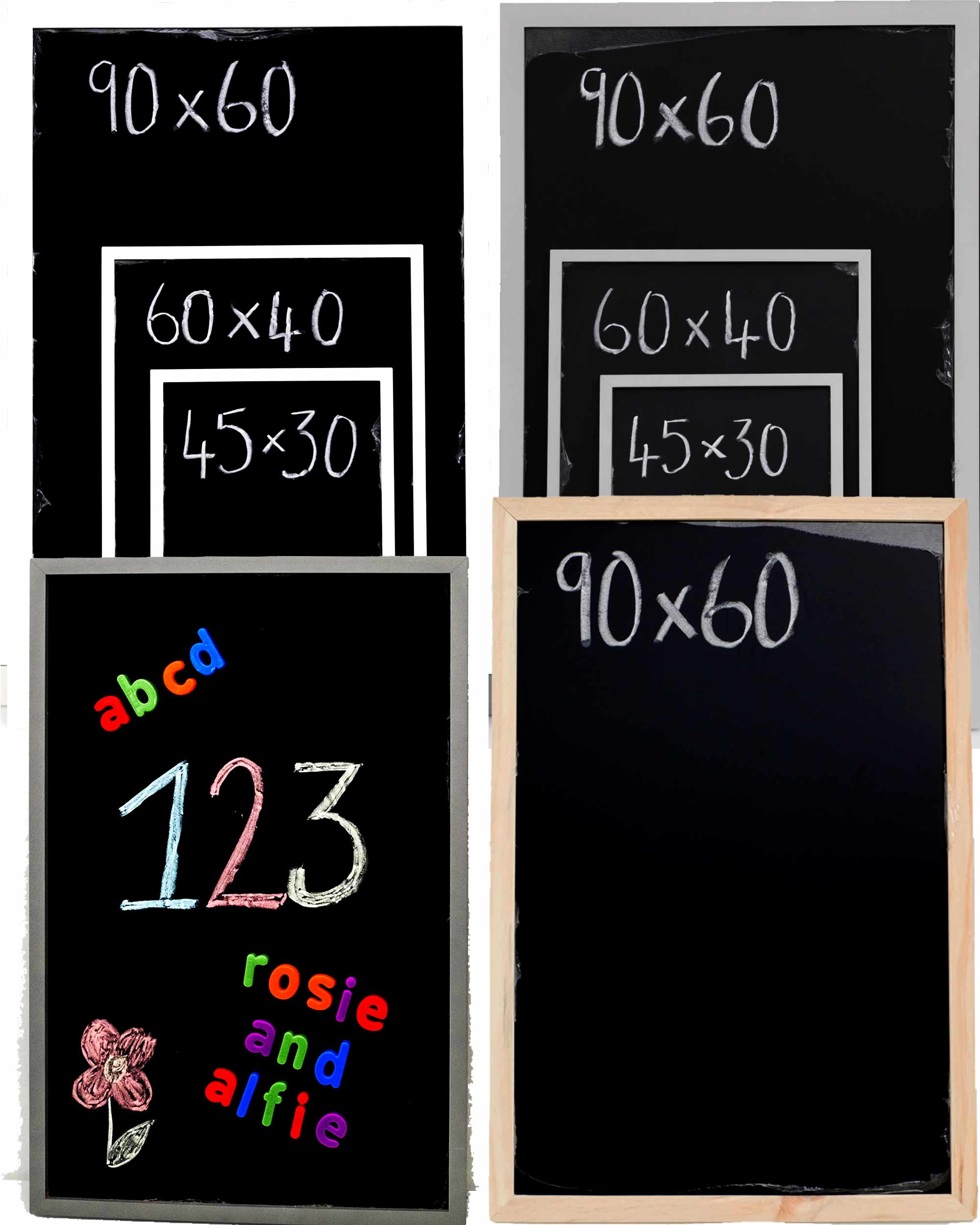 B GRADE Magnetic Chalkboard Blackboard Wooden Framed Memo Menu Grey White