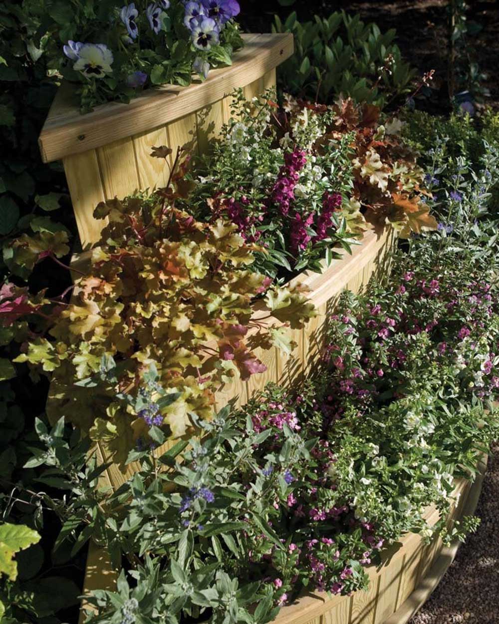 Marberry Cascade Wooden Planter 3 Tier Rowlinson