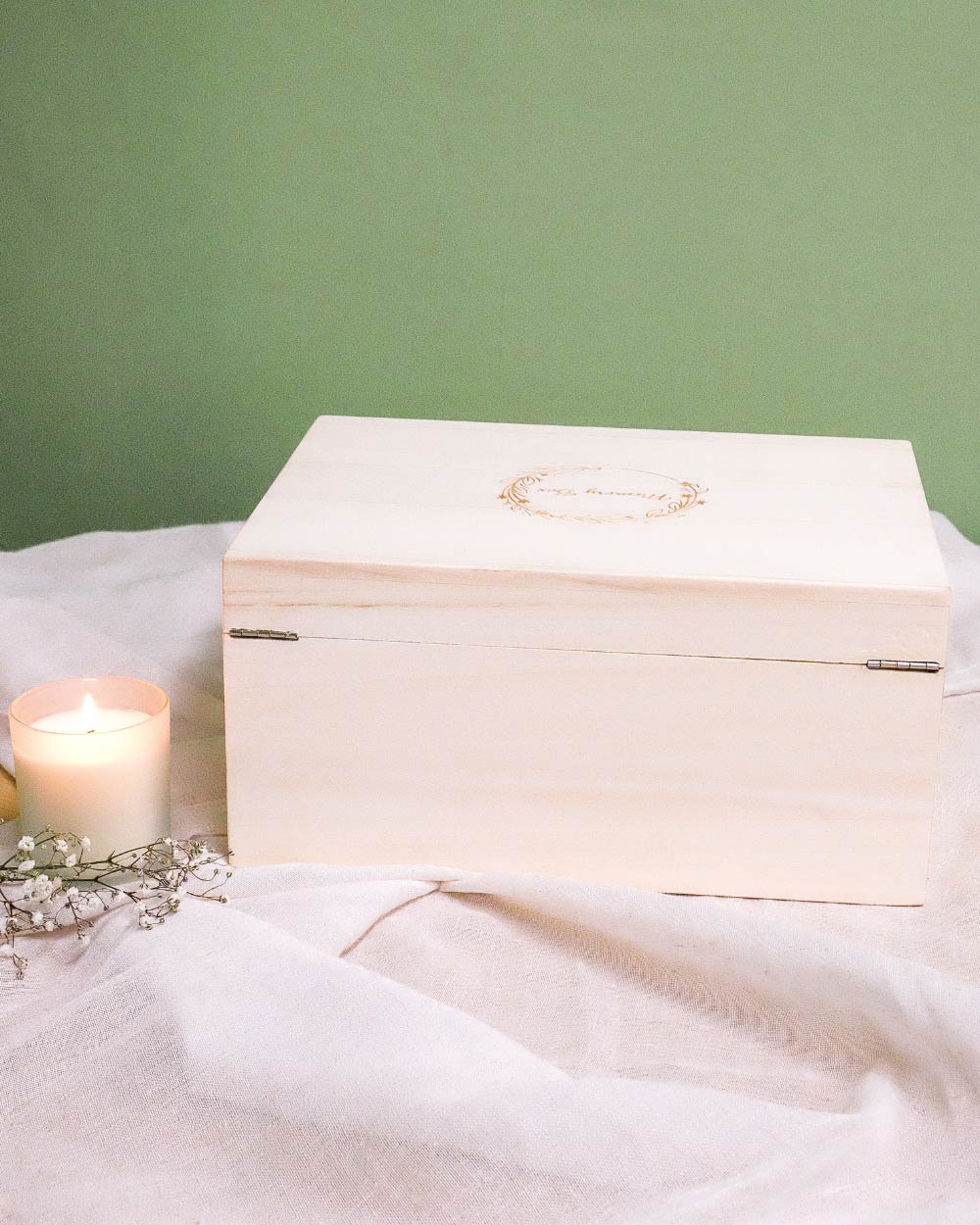 Hand Crafted Natural Wood Memory Box