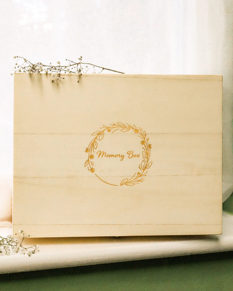 Hand Crafted Natural Wood Memory Box