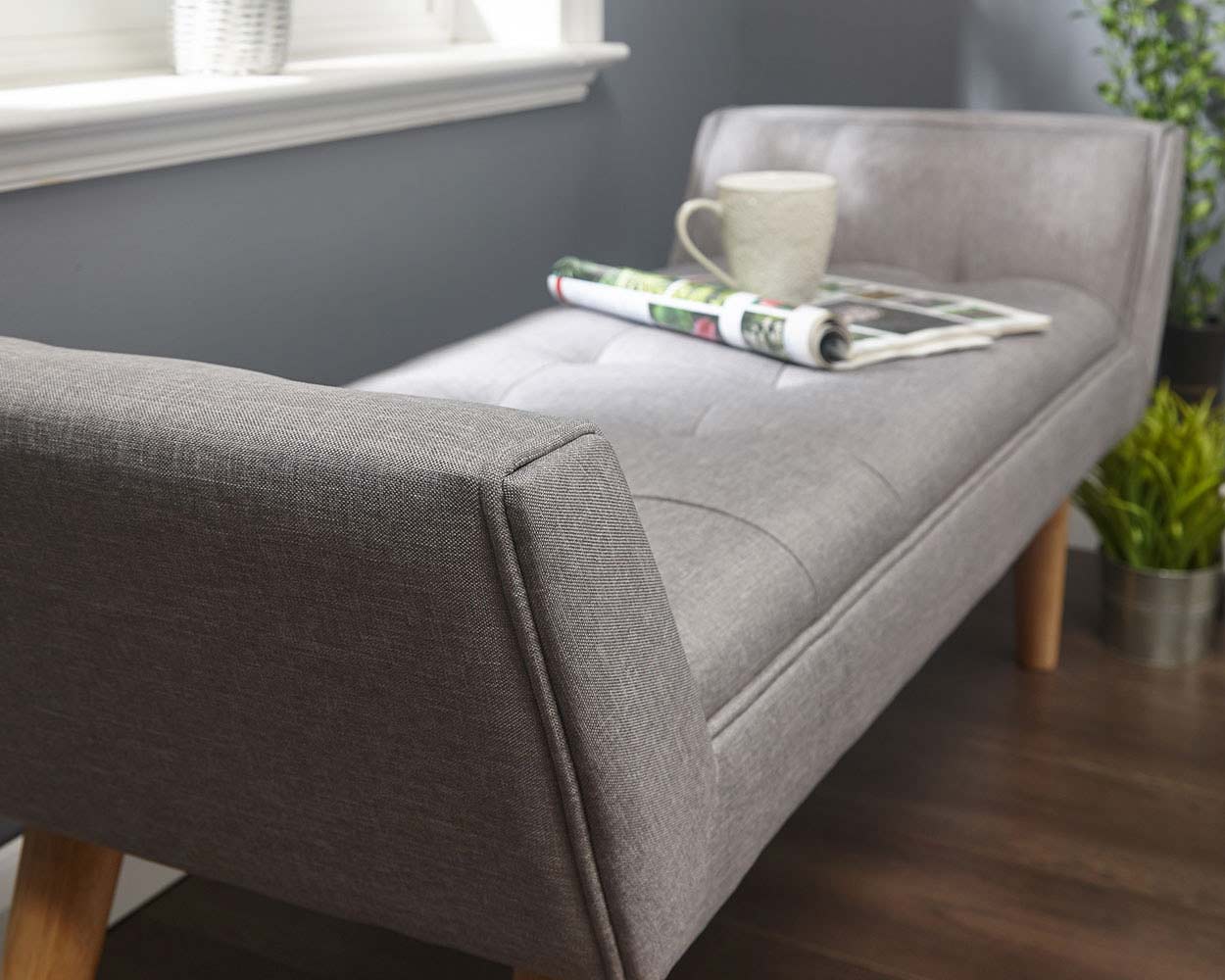 Milan Fabric Upholstered Bench, Grey