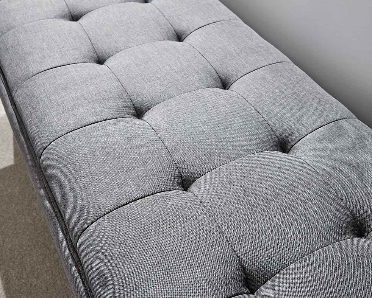 Milan Fabric Upholstered Bench, Dark Grey