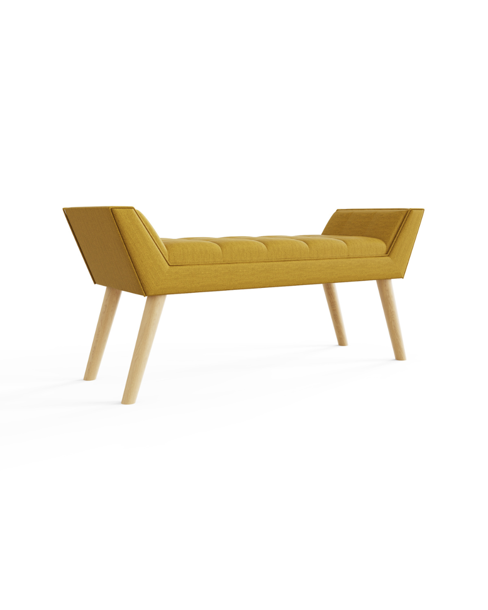 Milan Fabric Upholstered Bench, Mustard Yellow
