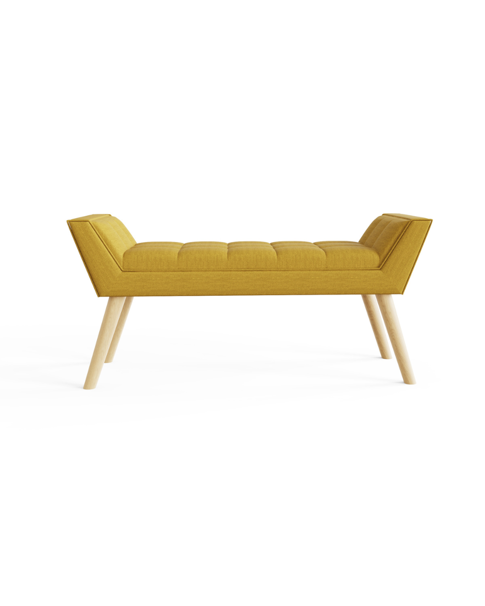 Milan Fabric Upholstered Bench, Mustard Yellow