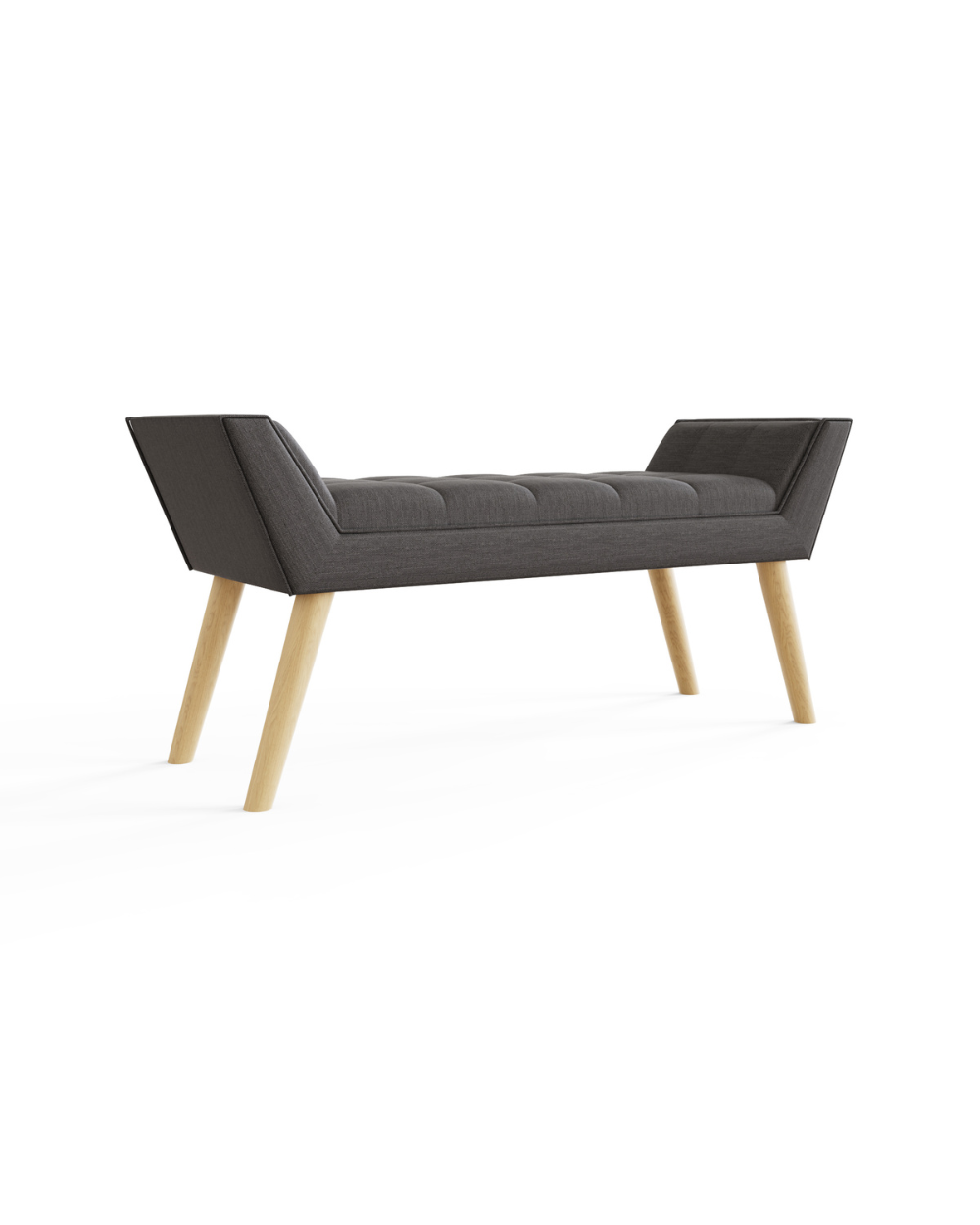 Milan Fabric Upholstered Bench, Dark Grey