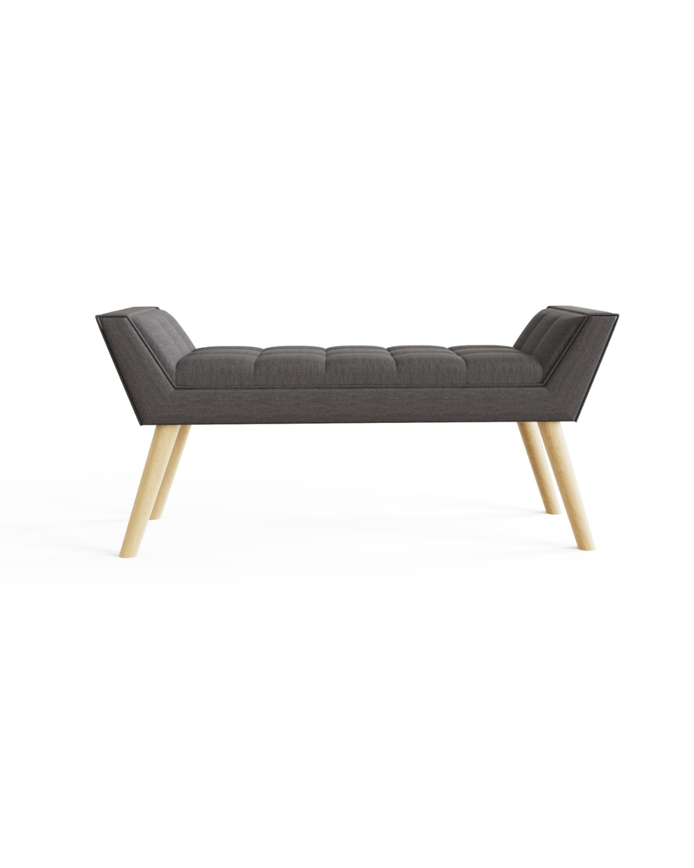 Milan Fabric Upholstered Bench, Dark Grey