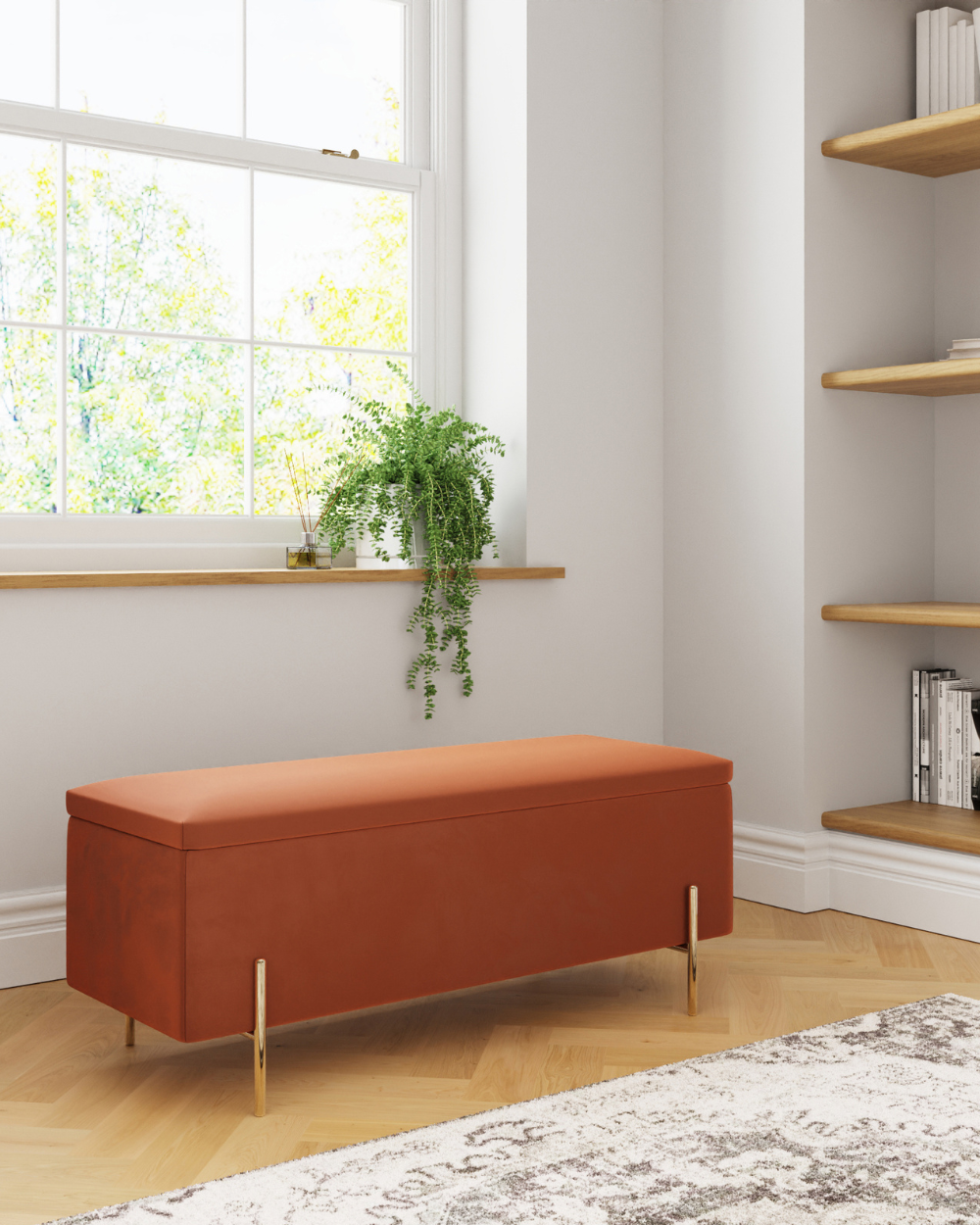 Mystica Ottoman Storage Bench Russet