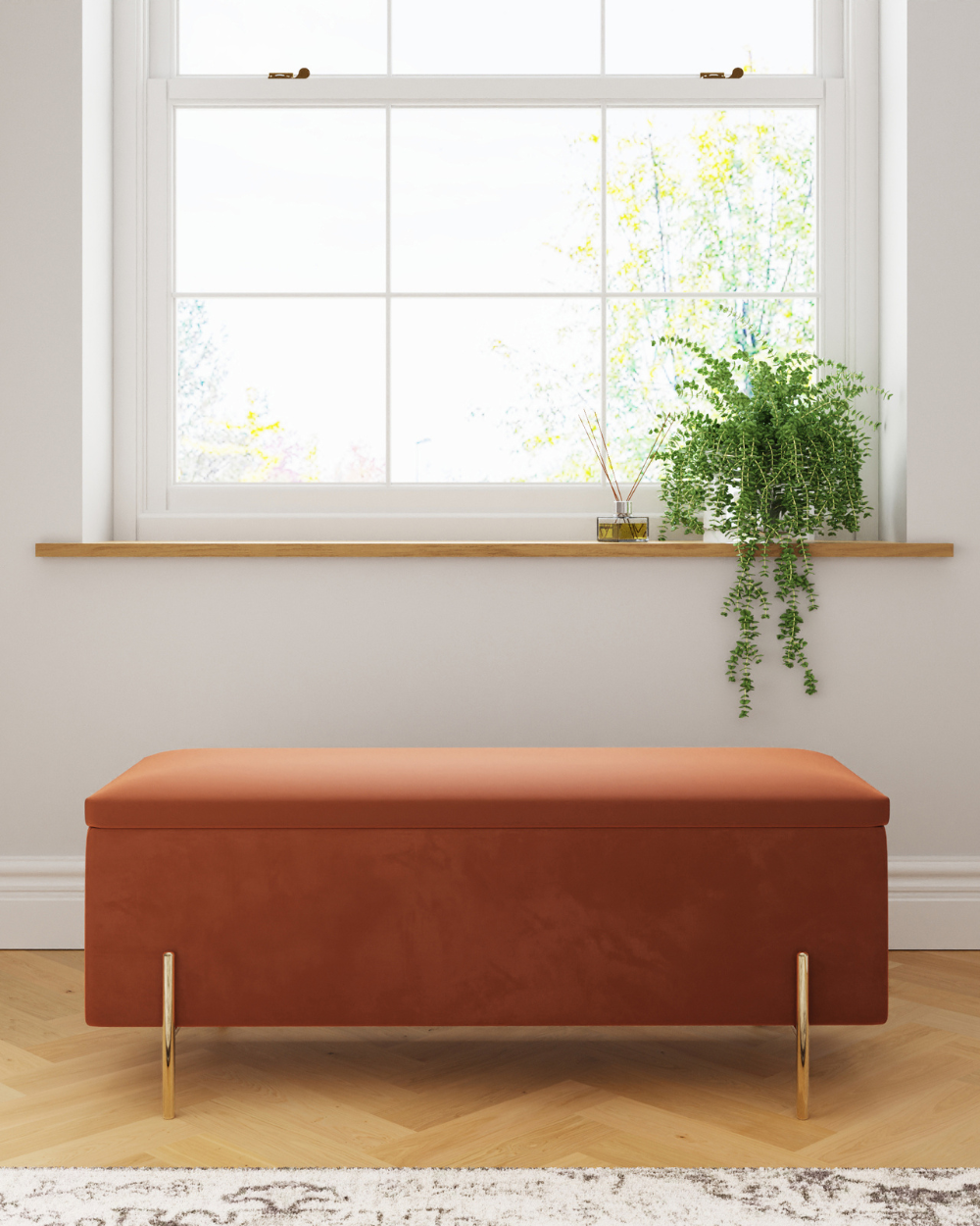 Mystica Ottoman Storage Bench Russet