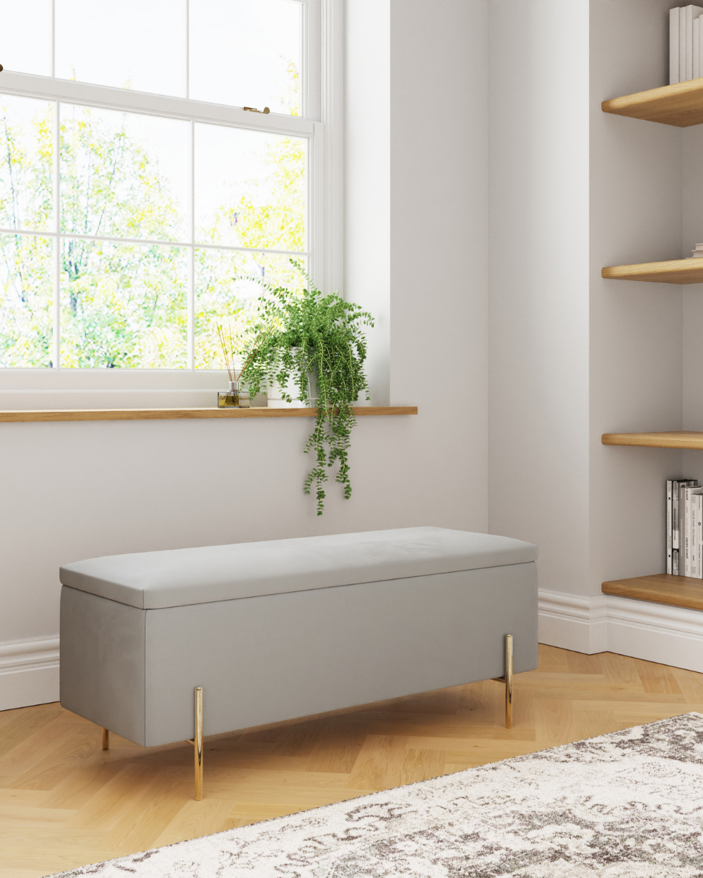 Mystica Ottoman Storage Bench Grey