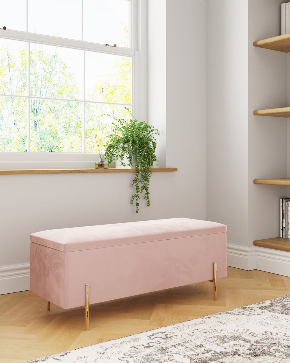 Mystica Ottoman Storage Bench Blush Pink
