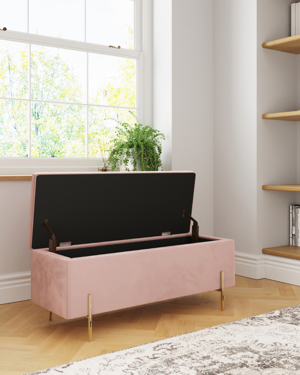Mystica Ottoman Storage Bench Blush Pink