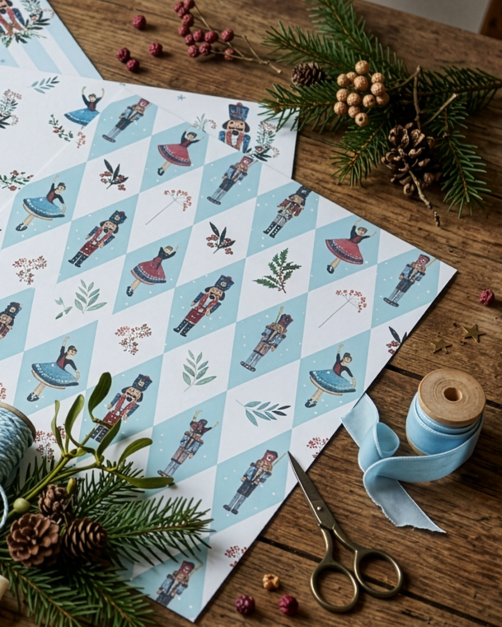 Nutcracker Christmas Gift Wrap Set