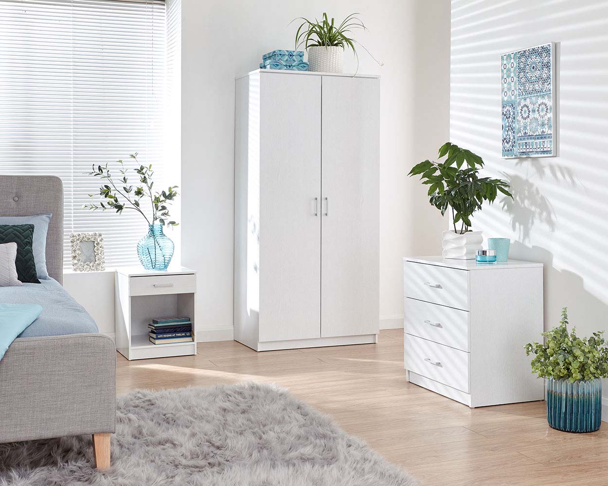 Panama 3 Piece Bedroom Furniture Set, White