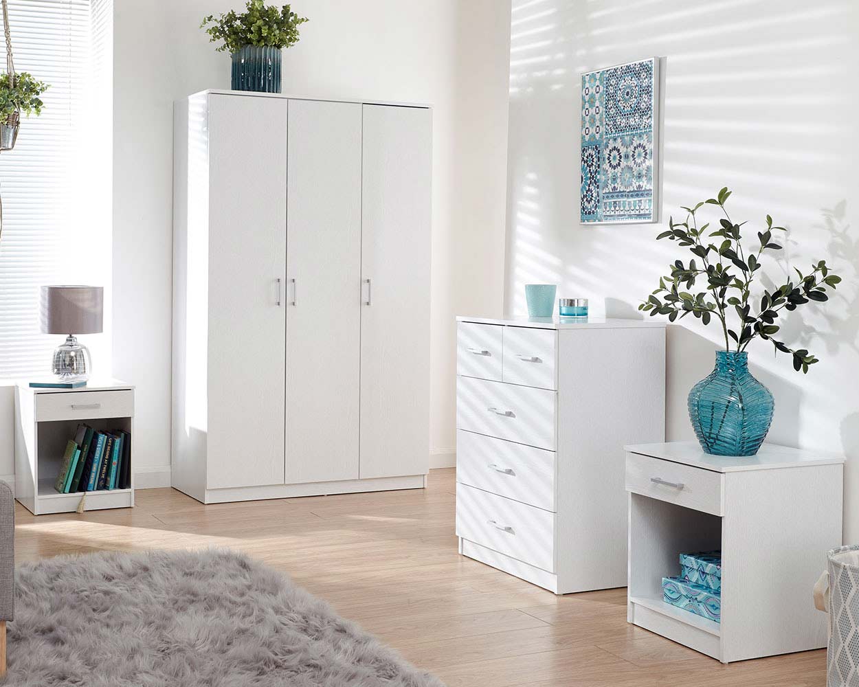 Panama 4 Piece Bedroom Furniture Set, White