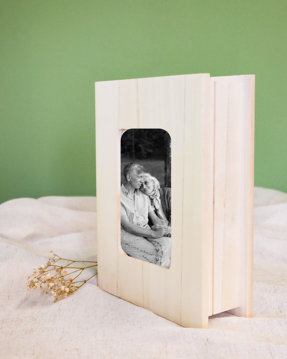 Hand Crafted Natural Wood Photo Memory Box