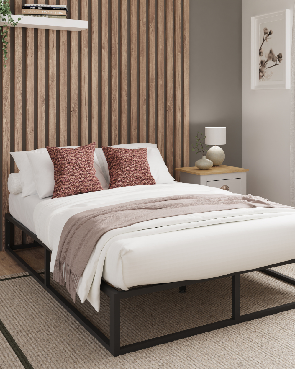 Platform Small Double Bed 120cm Black