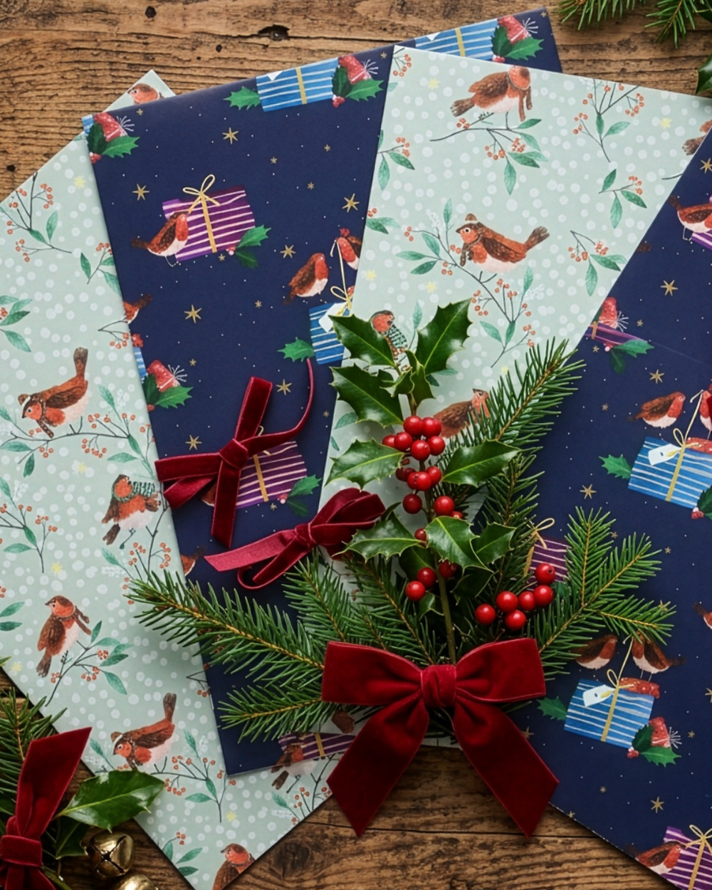 Robin Friends Christmas Gift Wrap Set