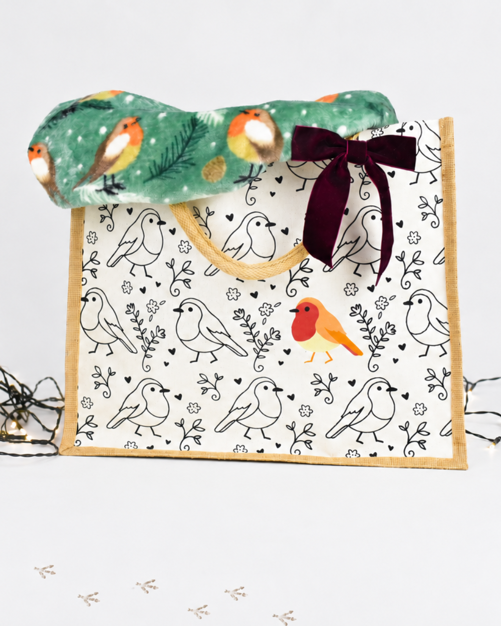 Robin Jute Canvas Shopping Bag For Life 100% Biodegradable