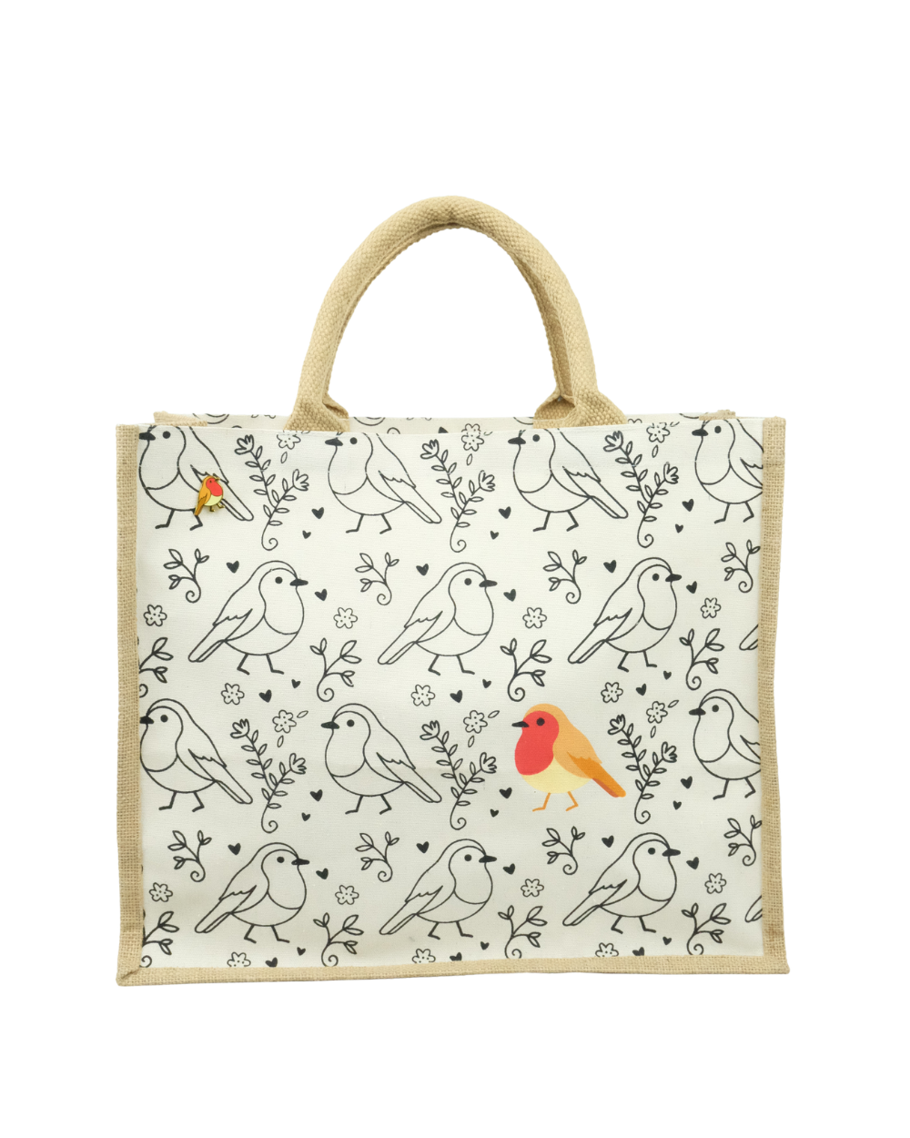 Robin Jute Canvas Shopping Bag For Life 100% Biodegradable