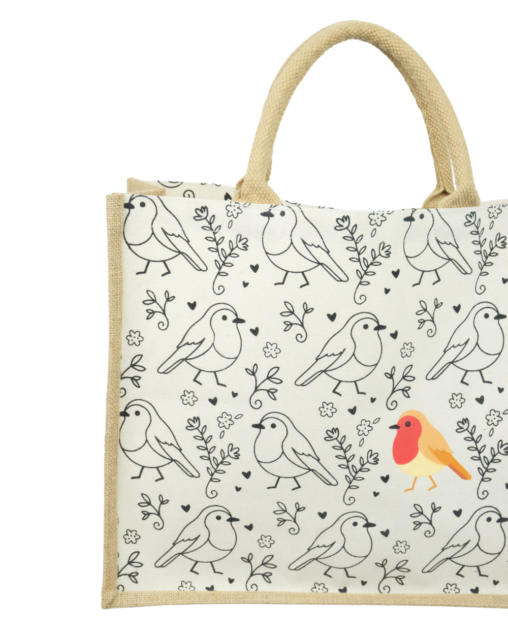 Robin Jute Canvas Shopping Bag For Life 100% Biodegradable