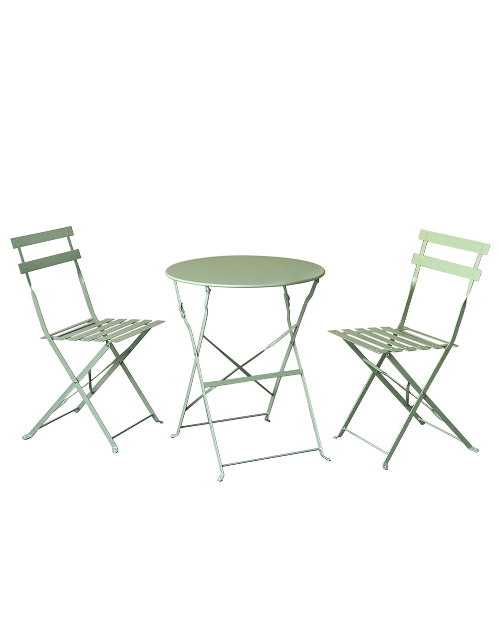 2 Seater Metal Bistro Set Folding Sage Green