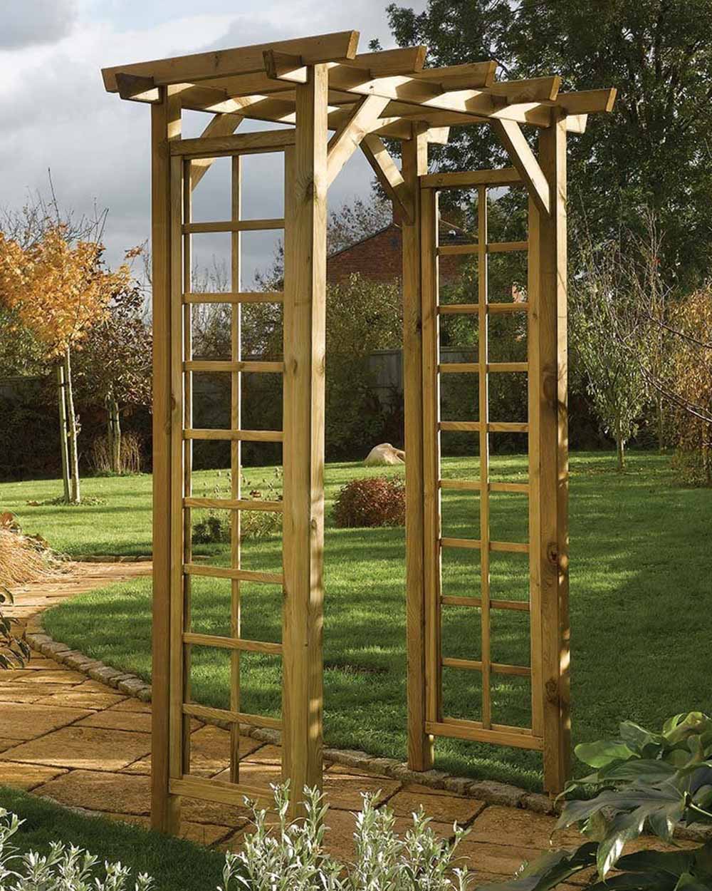 Wooden Garden Arch Square Top Rowlinson 10 Year Guarantee
