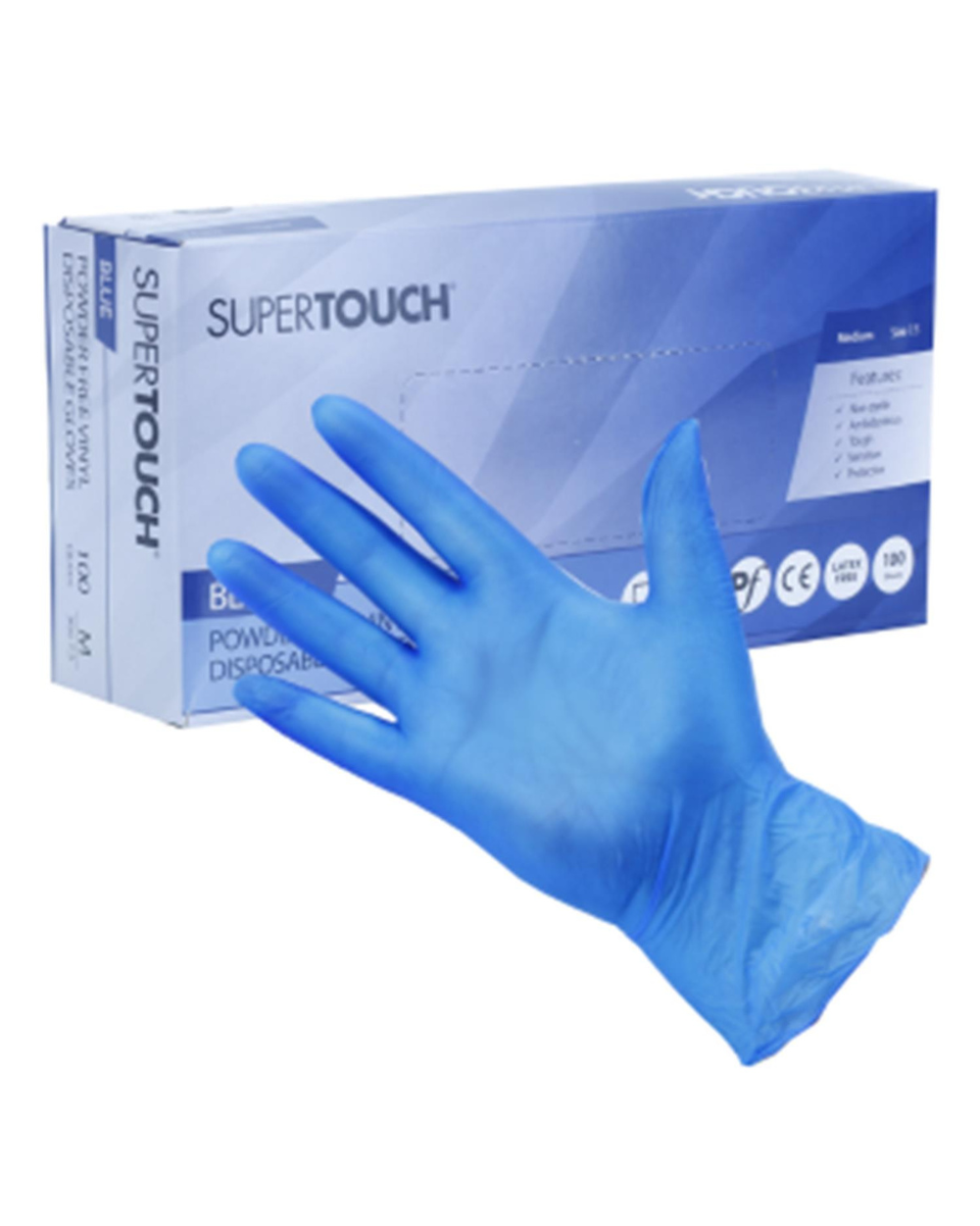 Supertouch Blue Vinyl Powder Free Gloves Large