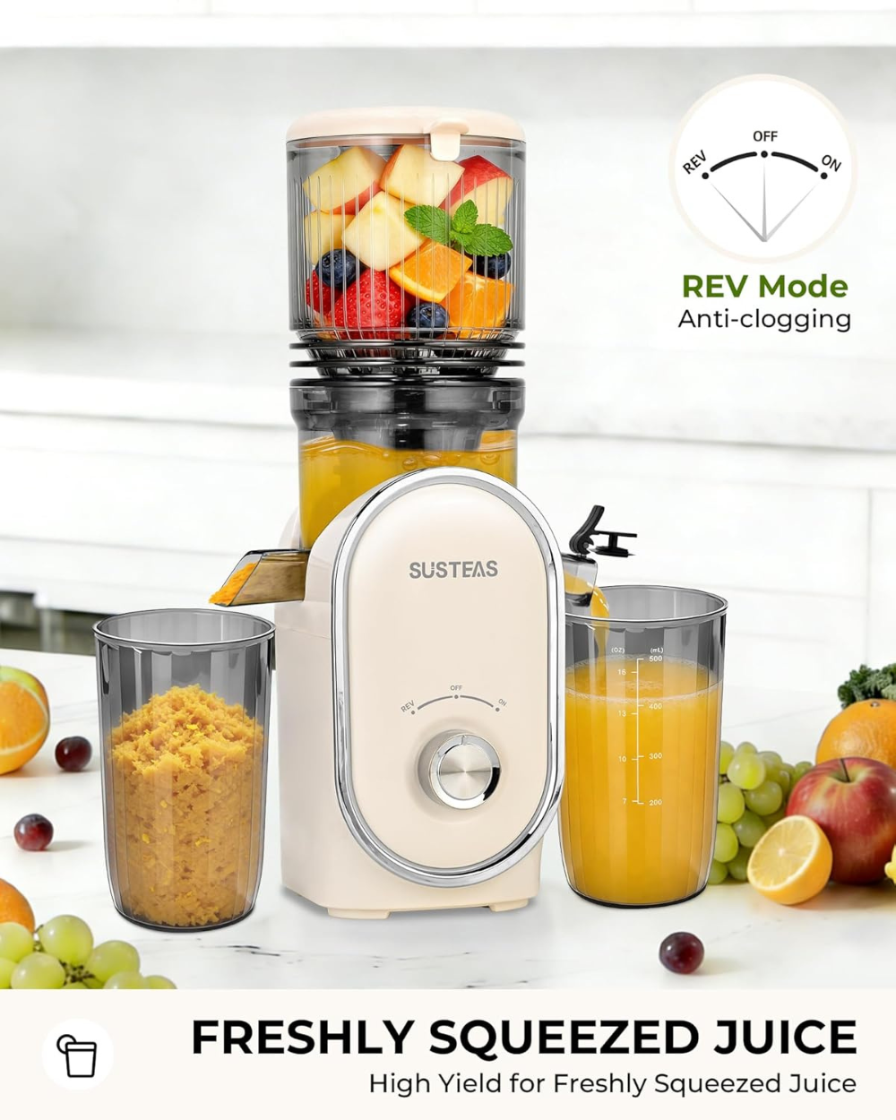SUSTEAS Cold Press Juicer Machine MP802K White