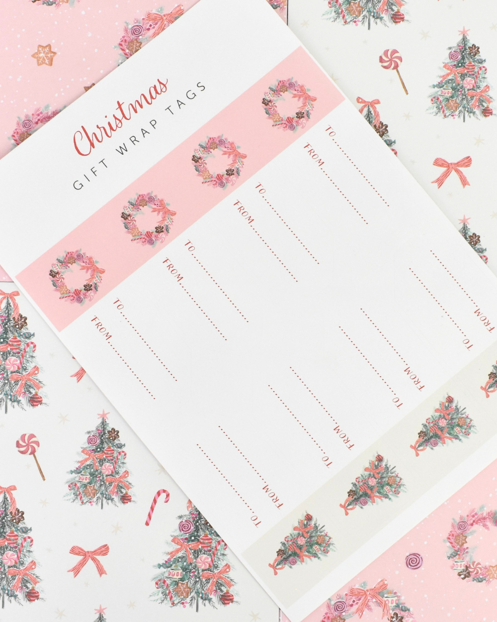 Sweet Christmas Pink Gift Wrap Set