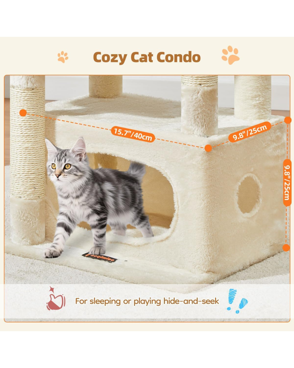 Taoqimiao Cat Tree 98cm Kitten Tower MS029SM Beige
